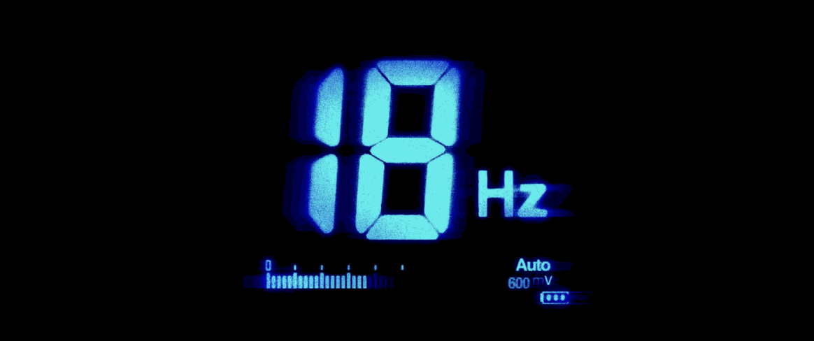 18Hz Productions logo animated with a flickering effect